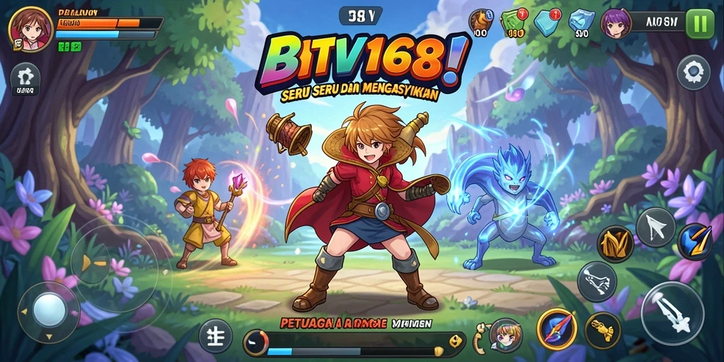 Tampilan gameplay BTV168 yang penuh warna dan karakter anime menarik.