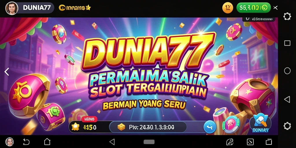 Screenshot gameplay DUNIA77 menampilkan mesin Slot yang menarik dan penuh warna.