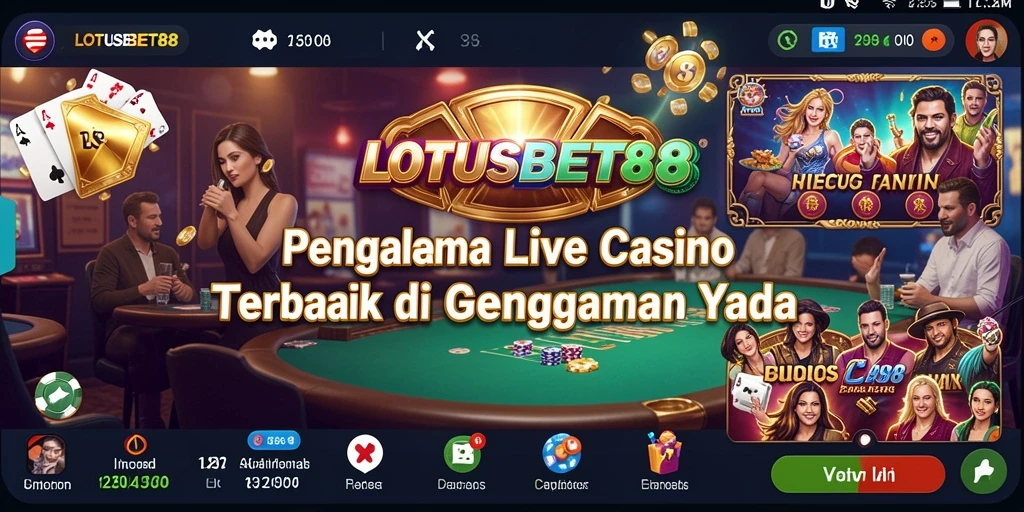 Screenshot utama LOTUSBET88 dengan gameplay Live Casino yang mendebarkan dan interaktif.