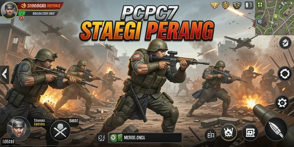Tampilan gameplay strategi PCPC7 saat pertarungan seru.