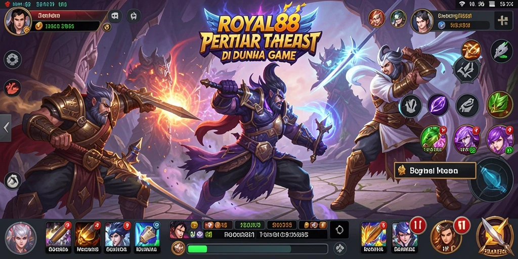 Screenshot ROYAL88 menampilkan aksi pertarungan yang mendebarkan dan karakter yang beragam.