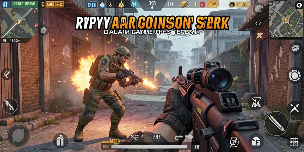 Tangkapan layar utama RPYYY menunjukkan aksi intens di medan perang FPS.