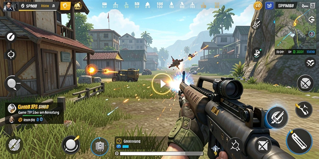 Screenshot gameplay SPIN88 menampilkan aksi seru dalam pertempuran TPS.