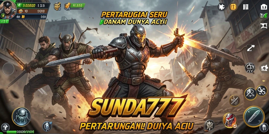 Tampilan seru gameplay SUNDA777 saat pertarungan intens.