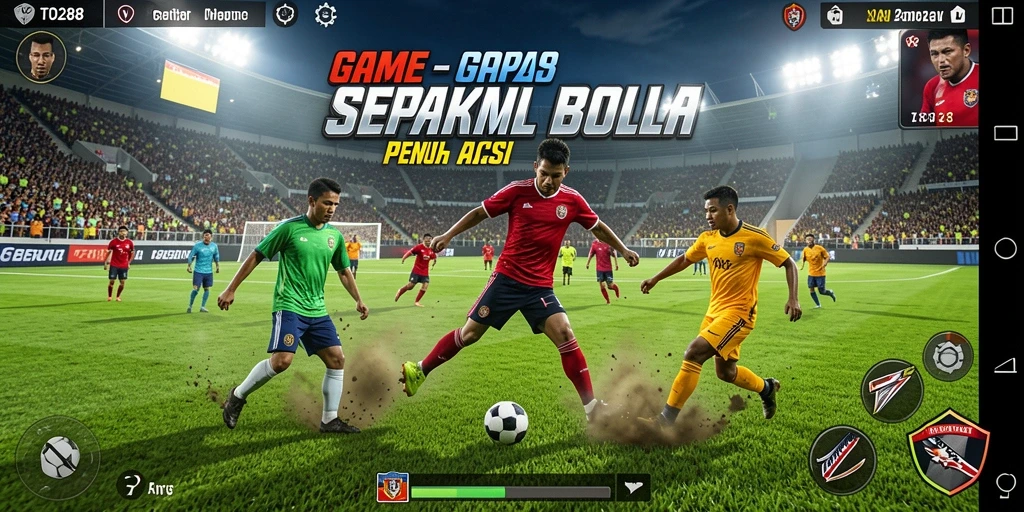 Gameplay intens dengan pertandingan sepak bola yang seru dan mendebarkan.